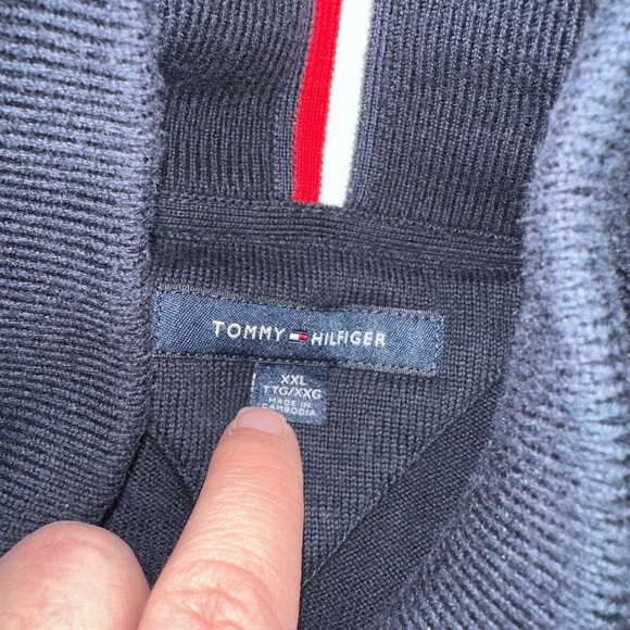 TOMMY HILFIGER FLAG LOGO QUARTER-ZIP SWEATER XXL - Picture 6 of 6